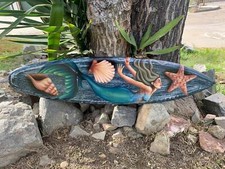 Mermaid and Sea Shell Airbrushed Decorative Surfboard Wall Plaque Mango Wood picture