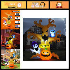 8 FT Halloween Inflatable Dead Tree with Owl, Ghosts & Pumpkins - LED Yard Decor picture