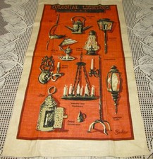 Vintage Linen Bonheur Tea Towel Colonial Lighting Unused Kay Dee - No Label picture