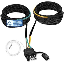 22ft 4-Pin 5-Wire Trailer Wiring Harness Nylon Mesh Protection Trailer Wiring picture