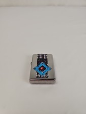 2015 Zippo Southwest Turquoise Red Stone Emblem Lighter Chrome USA picture