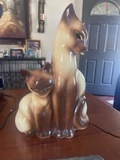 Vintage 1950's HOWARD KRON CERAMIC SIAMESE CATS TV LAMP picture