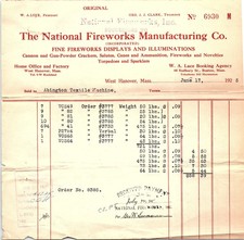 1925 National Fireworks Manufacturing Co. Billhead picture
