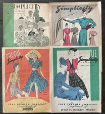 4 Simplicity Patterns Fashion Forecast 1935, 1936, 1939 Advertising Brochures picture