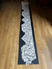 Antique Brussels Duchesse Lace Ecru 5’9”x 7”Wedding Veil Panel Tablecloth picture