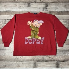 Dopey Sweatshirt Size Large XL Red Vintage 90s Jerry Leigh Snow White Disney  picture