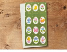 Vintage Hallmark Easter Card for Grandfather, Bunny Chick Easter Eggs, Gold Acce picture