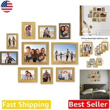Antique Gold Picture Frame Set - 10pc Gallery Wall, Easel Back, Clear Glass picture