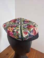 Detailed Bukharian Jewish Kippah Yarmulke Hand Embroidered Needlepoint Vintage picture