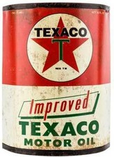 Texaco Improved Motor Oil Wall Can Metal Decor Reproduction Vintage Style picture