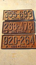 Lot of 3 Vintage Pennsylvania PENNA License Plates 1924 1925 1926 picture