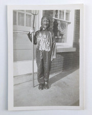 Antique Halloween Photo Kids Dressed up in Creepy DEVIL Costumes 1930s 40s #4 picture