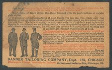 1912 Post Card Banner Tailoring Co. Dept. 187 Chicago, IL Vintage Finest Tailors picture