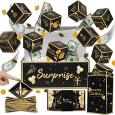 Birthday Surprise Gift Box Explosion for Money, Exploding Black Gold picture