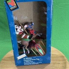 Vtg 1997 Disney Mickey Mouse/Reindeer Carousel Tree Top Topper Tested Works picture