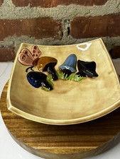 VTG Mushroom Butterfly Flower Power Square Dish Bowl Groovy  dated 1976 picture