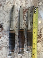 Vintage Early KA-BAR Fixed Blade Hunting Knife Three Total picture