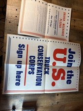 Rare Matching 1942 WWII US Truck Conservation Corps Poster & Pledge Sign Set picture