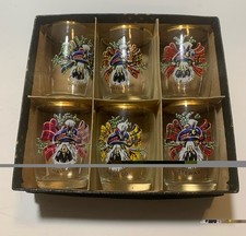 (6) Vintage Gold Rim Shot Glasses Scottish Heritage Clan Tartan Tam O’ Shantar picture