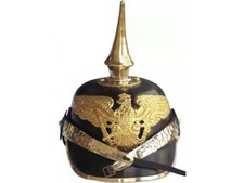 Medieval Warrior German Black Pickelhaube Military Helmet w/Stand picture