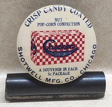 Vintage Checkers Popcorn Confection Advertising Celluloid Receipt Holder Clip picture