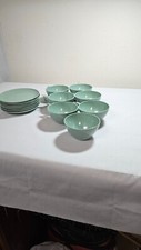 Vintage Aztec Sea Green melamine cup and saucer set of seven picture