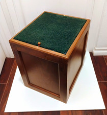 Vintage 70s Square Wooden Storage Box  With Green Top Lid Interlocking Assembly picture
