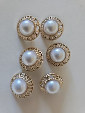 STAMPED Chanel lot of 6 Designer Pearl Gold Button Metal 23mm Heavy picture
