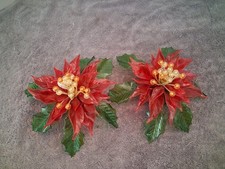 2 VTG Poinsettia MCM Acrylic Christmas 10