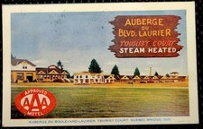 1954 vintage AUBERGE DU BLVD LAURIER postcard QUEBEC CANADA tourist court steam picture