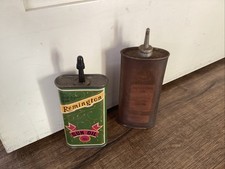 2 Vintage Gun Oil Cans Remington 3 Oz & Blue Bell Machine Oil Paper Label Newark picture