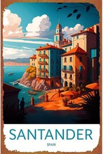 Santander Travel Spain Tin Metal Signs Home Décor 8x12 Fun Quirky Creative Wall picture