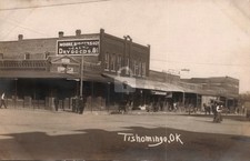 Tishomingo OK Oklahoma 1910 Bank Stores Hardware RPPC Photo Postcard COPY picture