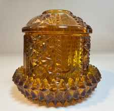 Vintage 70s AMBER GLASS FAIRY LIGHT 3pc SET Candle Holder STARS BARS Votive Lamp picture