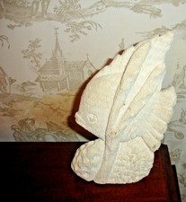 Vintage Carved White Coral Fish Sculpture Figurine Beach House Decor picture
