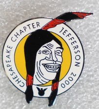 Chesapeake Chapter Jefferson Pinback Button Caricature 2000 motorcycle Indian picture