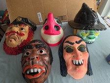 Vintage 60s 70s Halco Van Dam Ben Cooper Halloween Mask Lot Witch Apeman Monster picture