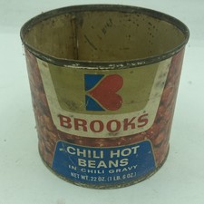 Vintage 1980s Brooks Chili Hot Beans 22 Oz Empty Food Can Movie TV Prop picture