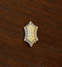 Antique 10k Gold Gamma Tau Sorority Lapel Pin 1914 Seed Pearls 1.9g picture