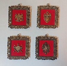 Vintage E.A. Riba Co. Lot of 4 Spanish Medieval-Style Coat of Arms Plaques picture