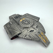Franklin Mint Star Trek DS9 USS Defiant NX-74205 Pewter Ship 24K Gold 1997 Good picture