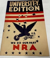 Vintage University Edition We Do Our Part NRA 1933 ORIGINAL Pamphlet picture