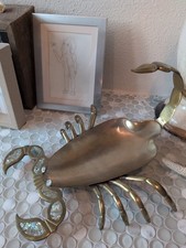 Vintage mid-century Mexican brass and abalone scorpion dish/tray 18 Inches picture