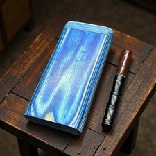 4” Blue Wooden Dugout w/ Sharp Silver Metal One Hitter Pipe picture