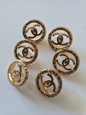STAMPED Chanel lot of 6 Designer Gold Button Metal 23mm Heavy picture