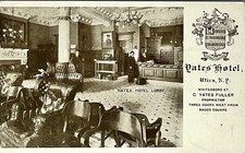 Yates Hotel Postcard Utica New York Advertising Early 1900s NY Interior View picture