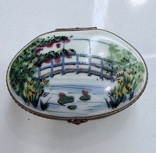 Limoges France Claude Monet Giverny Porcelain Trinket Box Signed Vintage picture