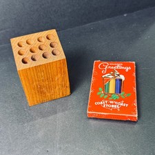 Vintage Coast to Coast Stores Wood Pencil Holder Sharpener & Colored Pencils Set picture