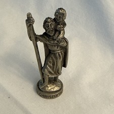 Creed Brand~Pewter St Christopher Religious Statue~2.25”~Miniature Figurine picture