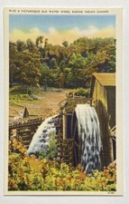 Vintage Postcard, Picturesque Old Water Wheel During Indian Summer picture